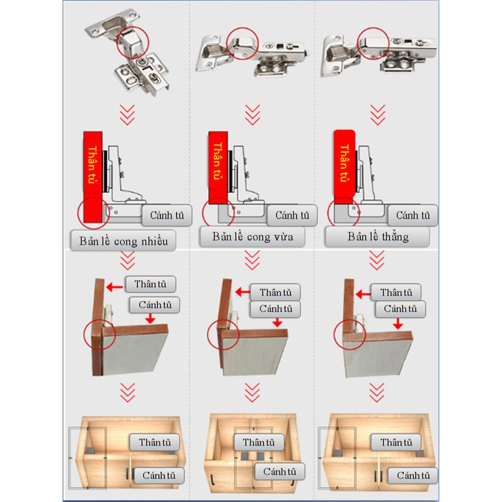 Bản lề giảm chấn Inox 304 - lõi đồng - tháo lắp nhanh