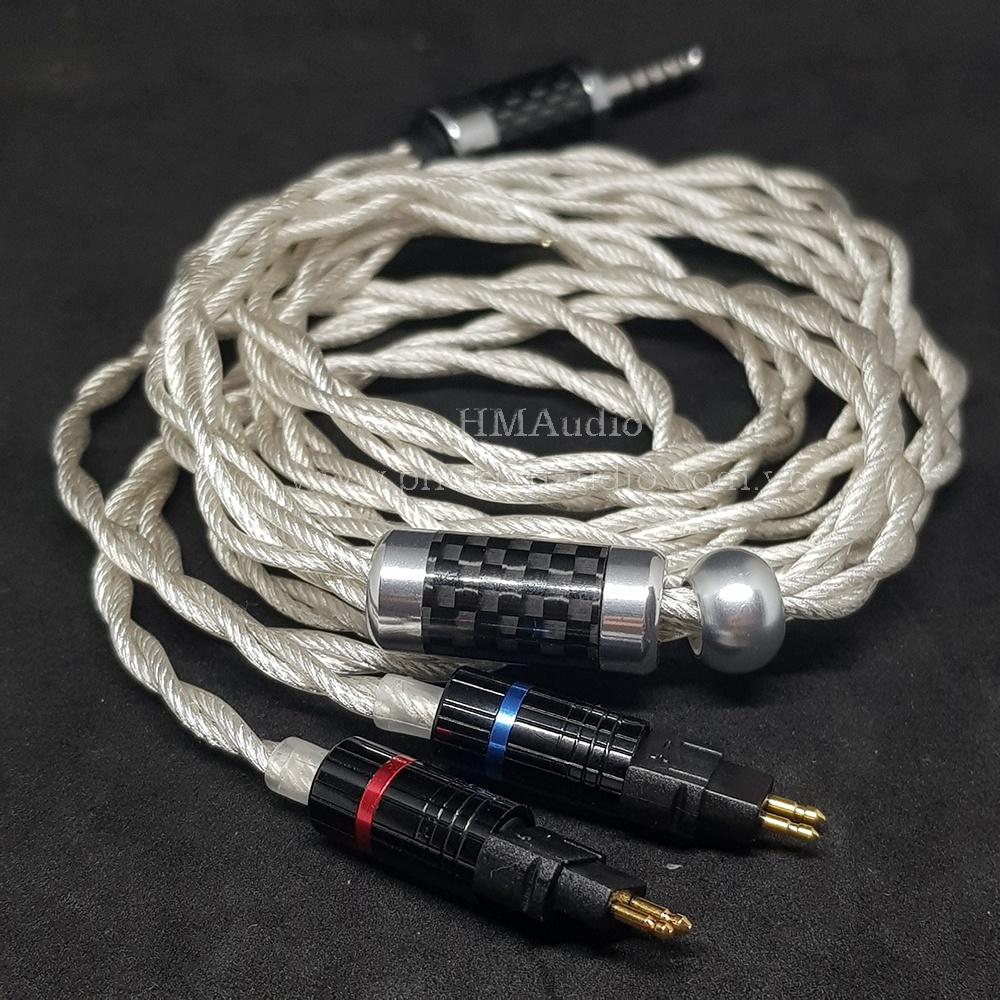 Dây tai nghe đồng mạ bạc OFC 1.8mm tết 4 - Connector Sens HD650 HD600 HD660s HD25 HD580