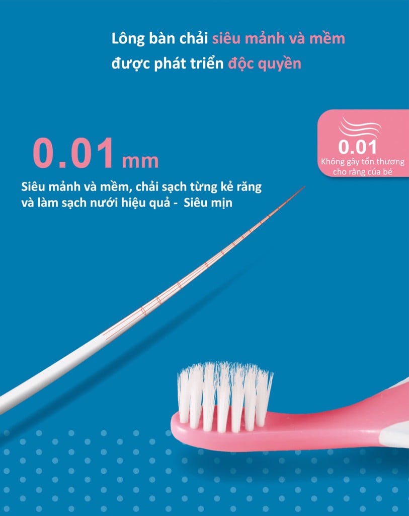 Bàn chải đánh răng cho bé từ 0 đến 3 tuổi, bàn chải siêu mảnh 3 trong 1 KUKU KU1138