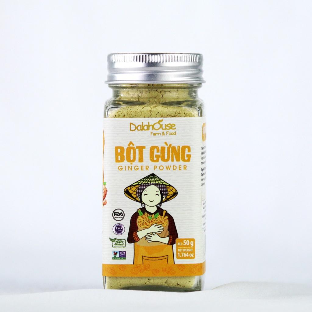 Bột Gừng Sấy Lạnh Dalahouse 50 Gram, Bột Gia Vị Hữu Cơ Nguyên Chất Công Nghệ Tiêu Chuẩn Châu Âu - Hỗ Trợ Tiêu Hóa, Lưu Thông Máu, Kích Thích Toát Mồ Hôi, Hỗ Trợ Kháng Khuẩn, Kháng Viêm, Làm Ấm Cơ Thể, Phòng Ngừa Cảm Cúm, Hạn Chế Đau Nửa Đầu