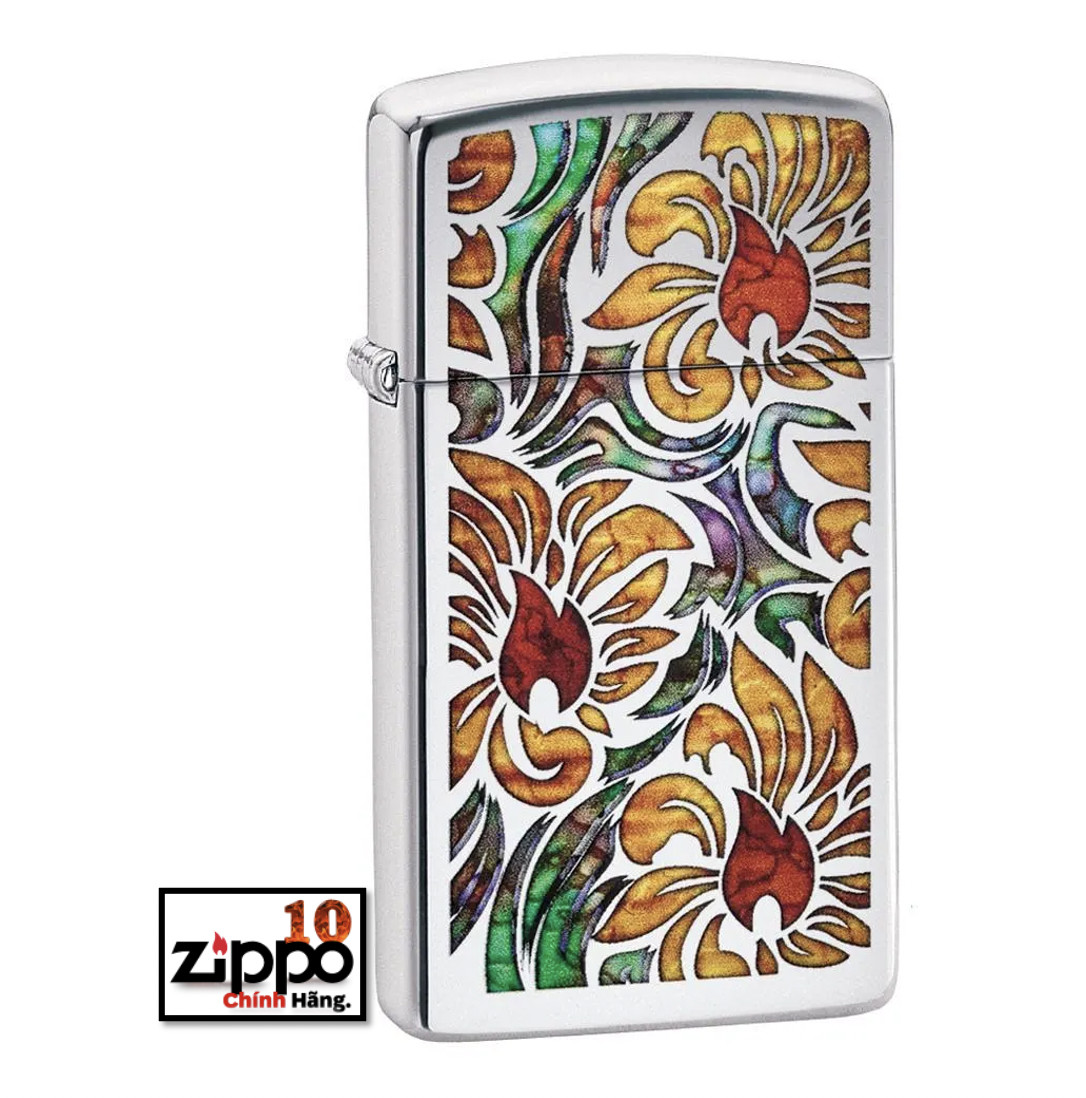 Bật lửa Zippo Slim 29702 Fusion Floral Design - Chính Hãng 100%