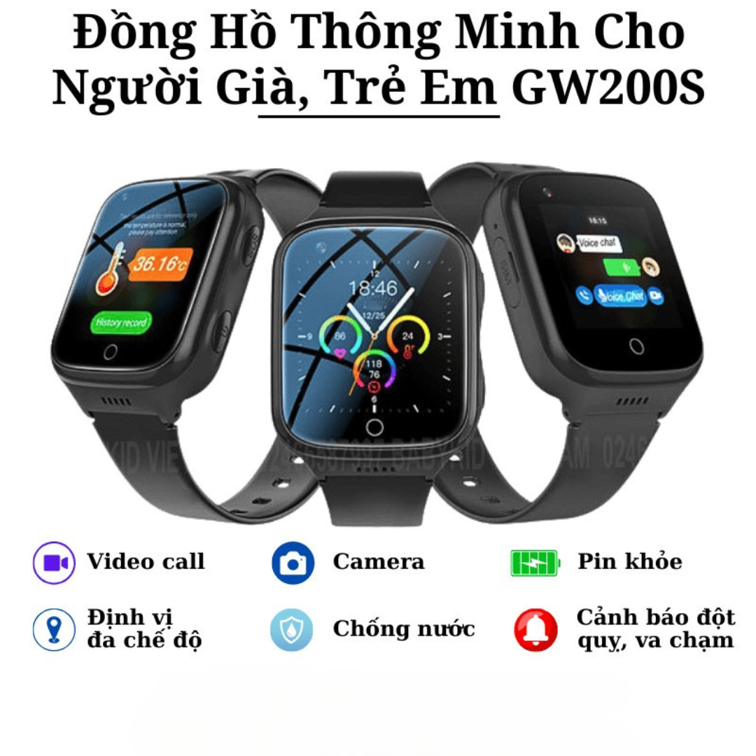 Đồng Hồ Định Vị Cho Người Già, Trẻ Em GW200S: Định Vị, Cảnh Báo Đột Quỵ, Theo Dõi Sức Khỏe