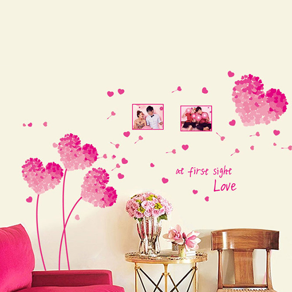 Decal Dán Tường Họa Tiết Trái Tim Hồng PK113