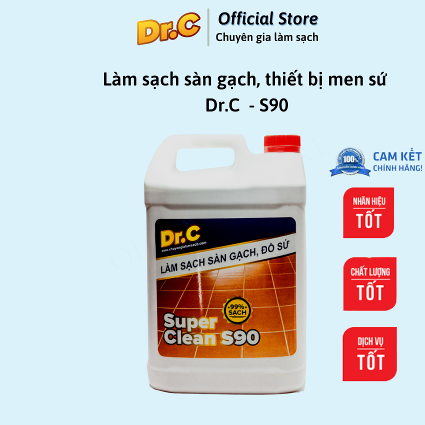 Làm sạch sàn gạch, thiết bị men sứ Dr.C CHÍNH HÃNG (chai lớn 5L tiết kiệm)