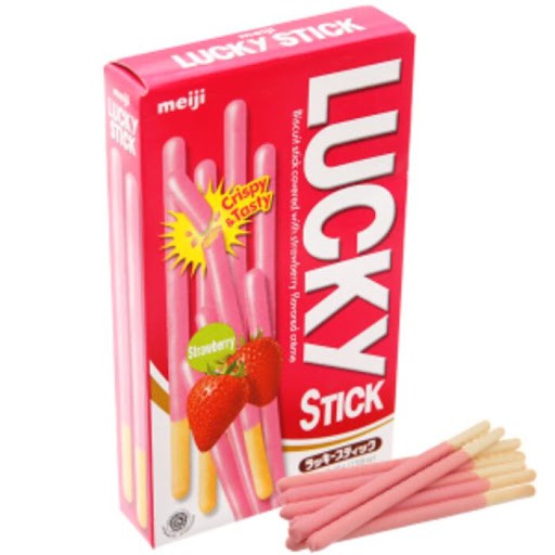 Lốc 10 Bánh que Meiji Lucky stick strawberry 45g