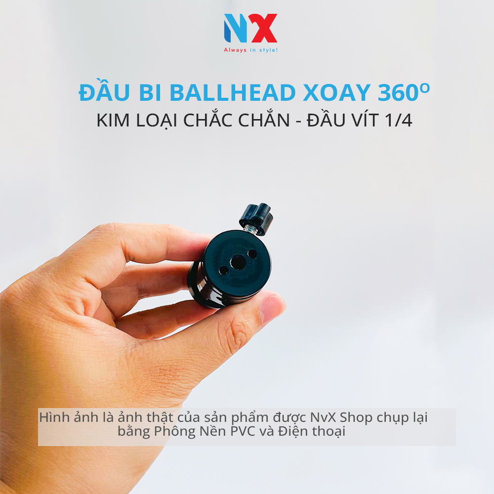 Đầu bi ballhead xoay 360 độ dùng để kết hợp với chân máy ảnh có vít 1/4 - gắn máy ảnh, đèn livestream, điện thoại