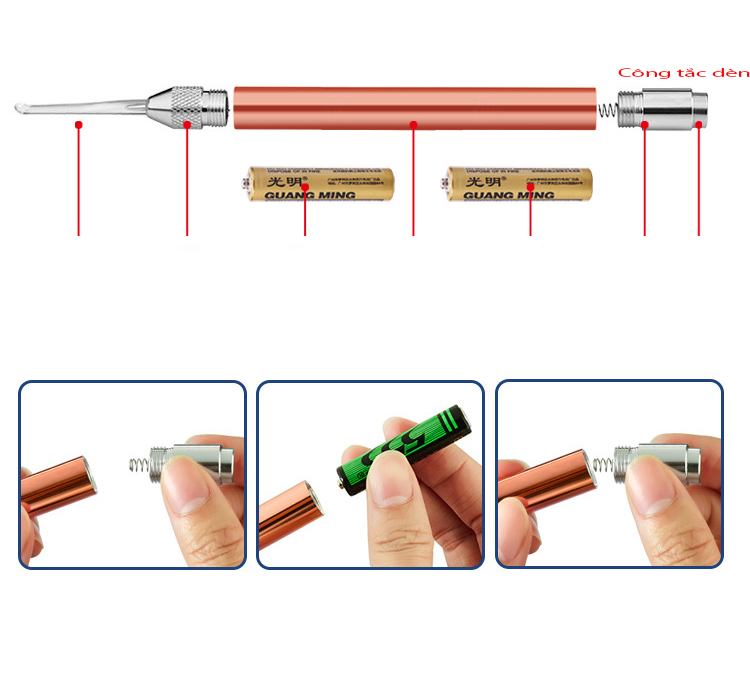 Bộ sản phẩm lấy ráy tai có đèn LED cao cấp giao màu ngẫu nhiên