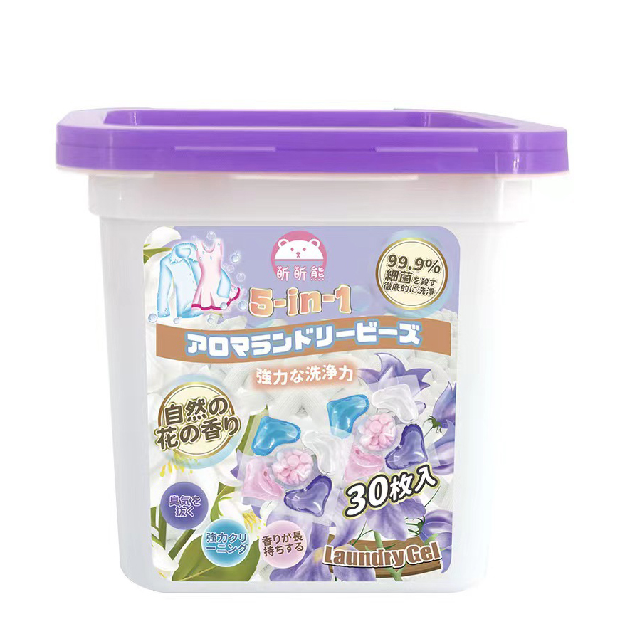 Hộp 30 viên 5 ngăn giặt quần áo Laundry Gel Nhật Bản giặt thơm, làm sạch hiệu quả, khử khuẩn cao