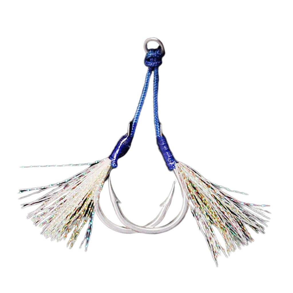 2xJig Hooks Fishing Hooks Barbed Hooks Assist Hooks in Solid 6