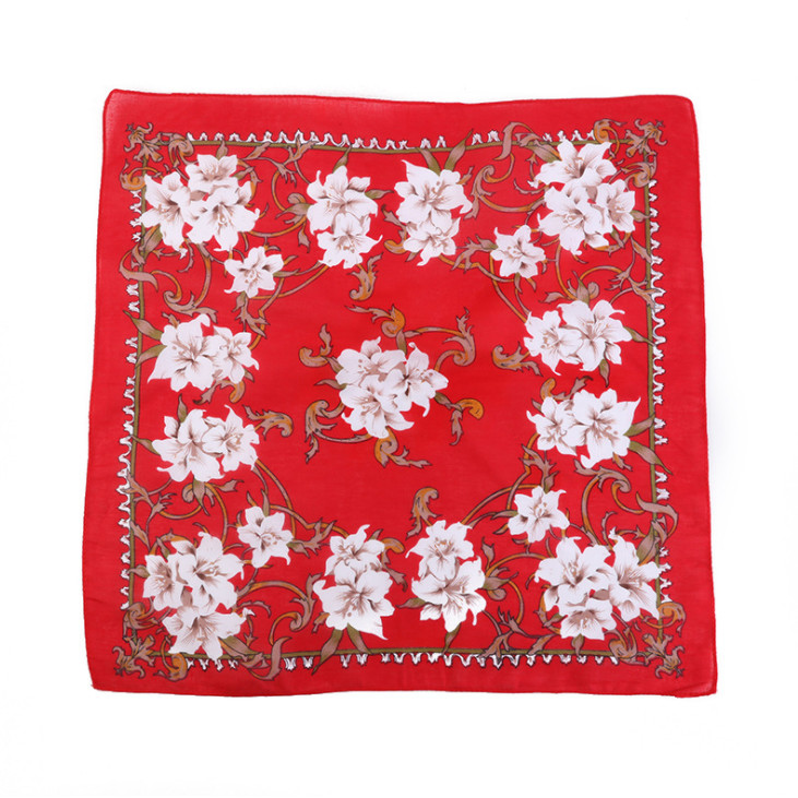 Khăn Bandana phong cách Vintage dễ thương 54x54cm - BDN06.1 hoa trắng-đỏ