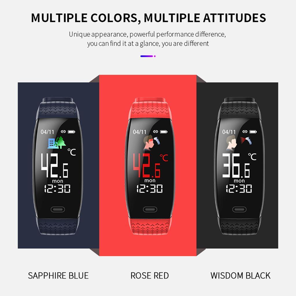 New T5 Smart Bracelet Wrist Band Temperature     Monitor Blue