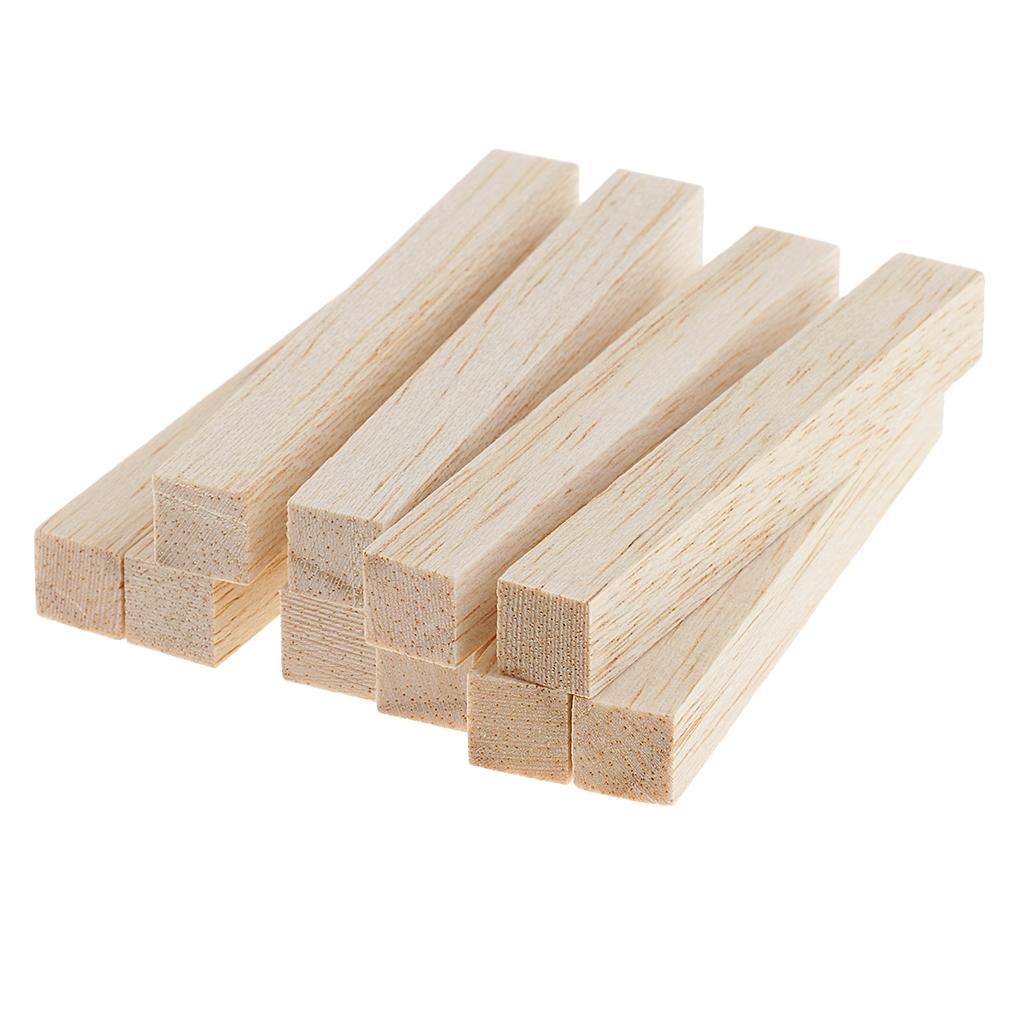 2xBalsa Wood Stick Unfinished Woodcraft Square Stick Dowel Rod 80mm 10 Pieces