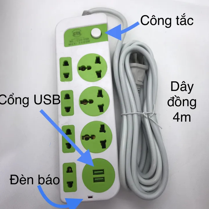 Ổ cắm điện CYX C24 dây đồng nguyên chất