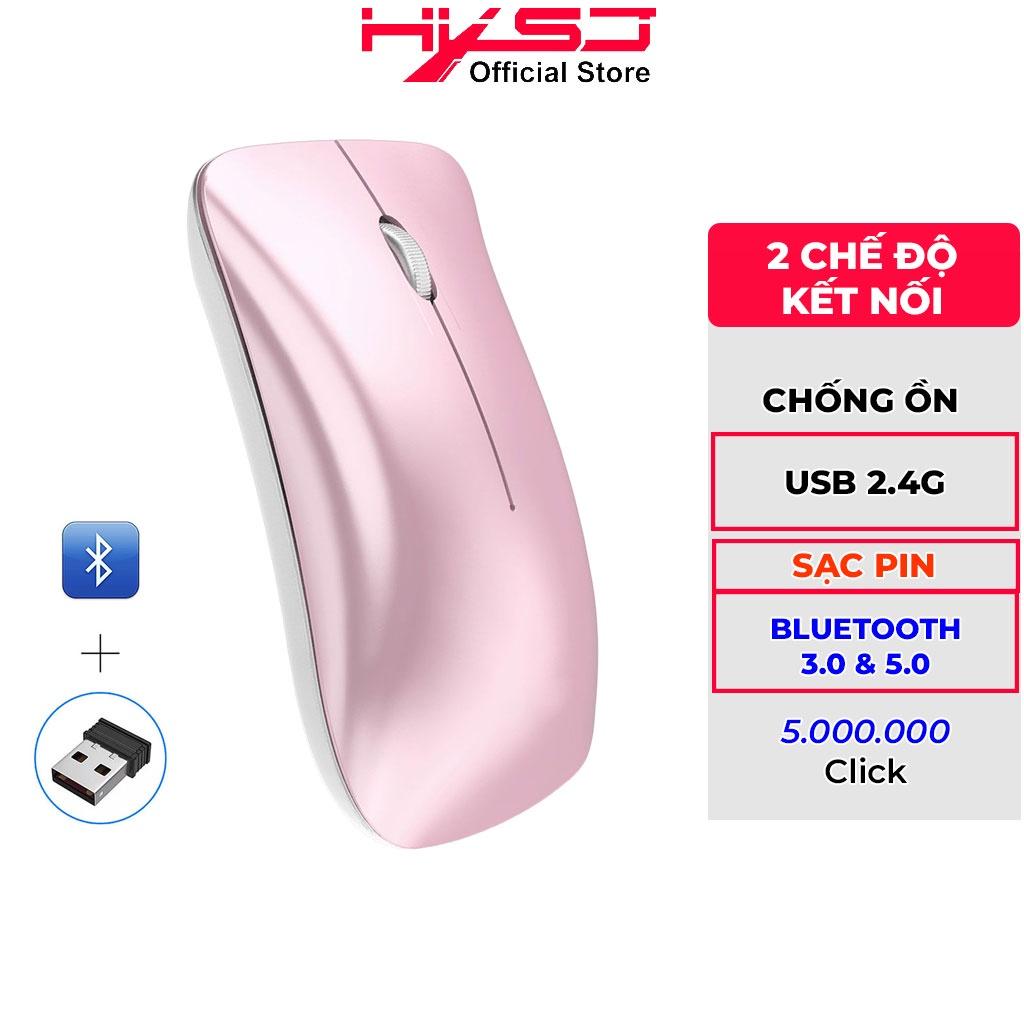 Chuột không dây bluetooth HXSJ T23 5.1 2.4GHz siêu mỏng tự sạc,ko tiếng ồn cho pc laptop, máy tính Bluetooth, tivi - Hàng Chính Hãng