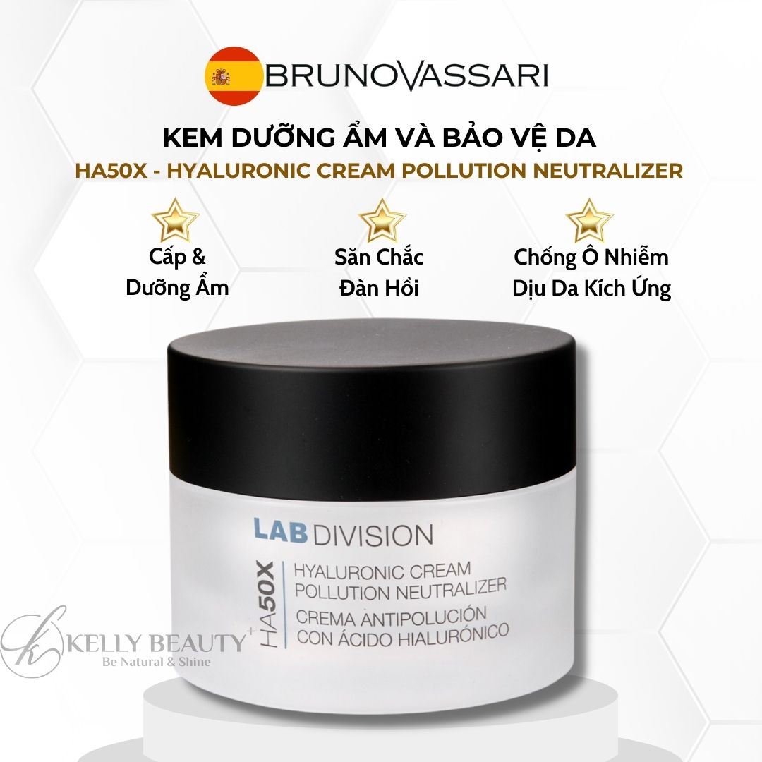Kem Dưỡng Ẩm và Bảo Vệ Da Bruno Vassari HA50X Hyaluronic Cream Pollution Neutralizer | Kelly Beauty