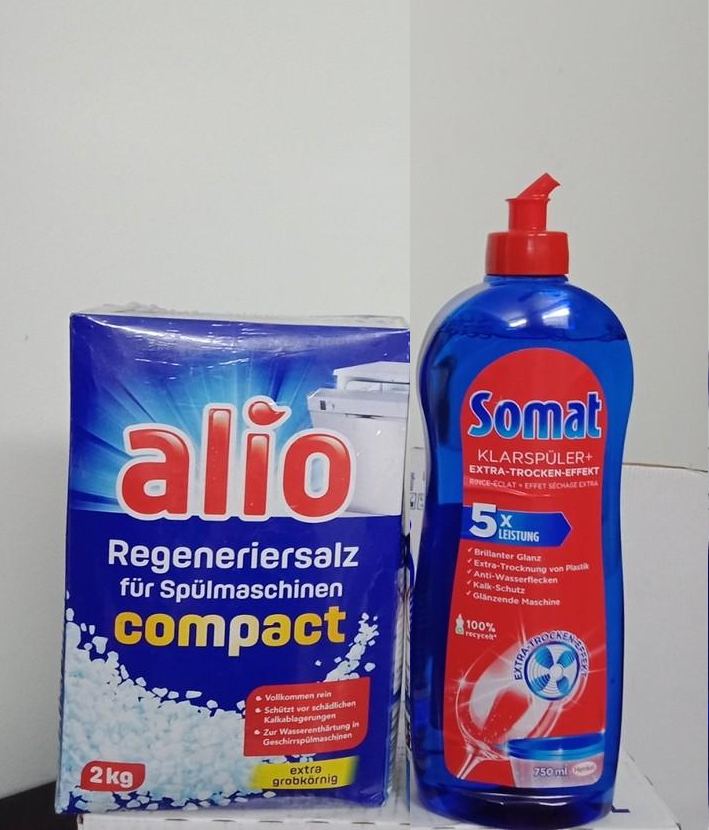 Combo muối Alio 2kg và chất làm bóng Somat 750mml DÀNH CHO MÁY RỬA CHÉN
