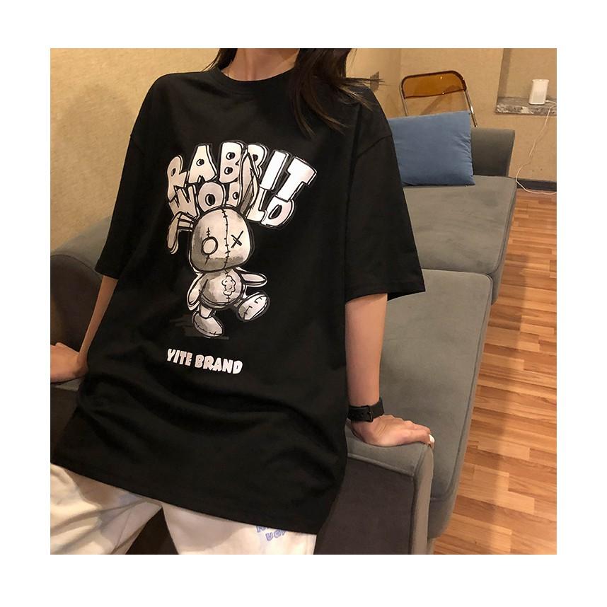 Áo thun tay lỡ RABBIT WORLD phông Unisex nam nữ tee oversize form rộng pull Ulzzang Streetwear Hàn Quốc vải mềm