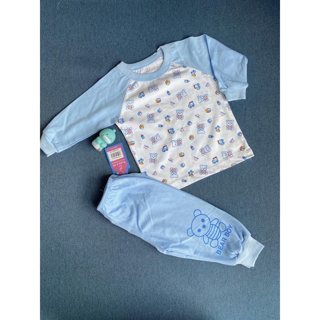 Đồ bộ cotton tay dài bo bé trai, bé gái