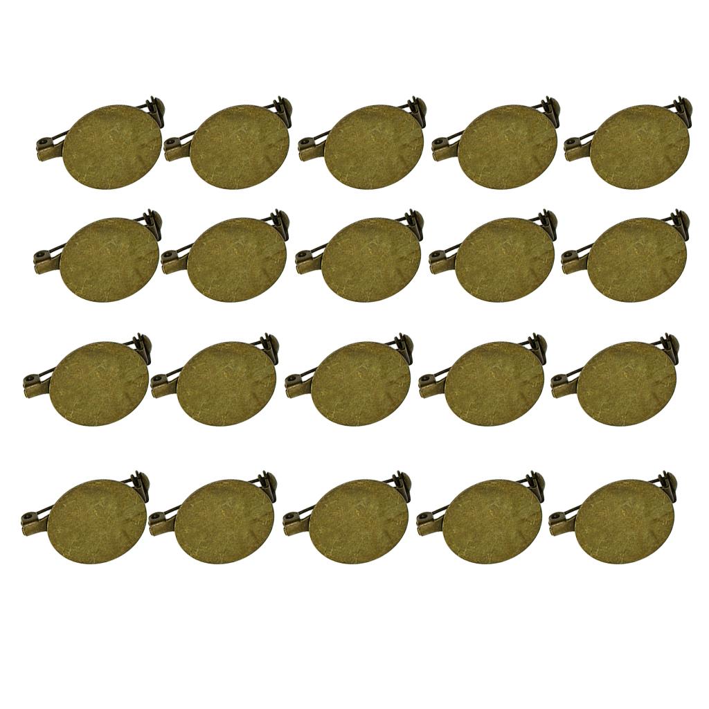 20x Round Brooch Base Blank Tray with Safety Pin Back DIY Jewelry Making Accessories