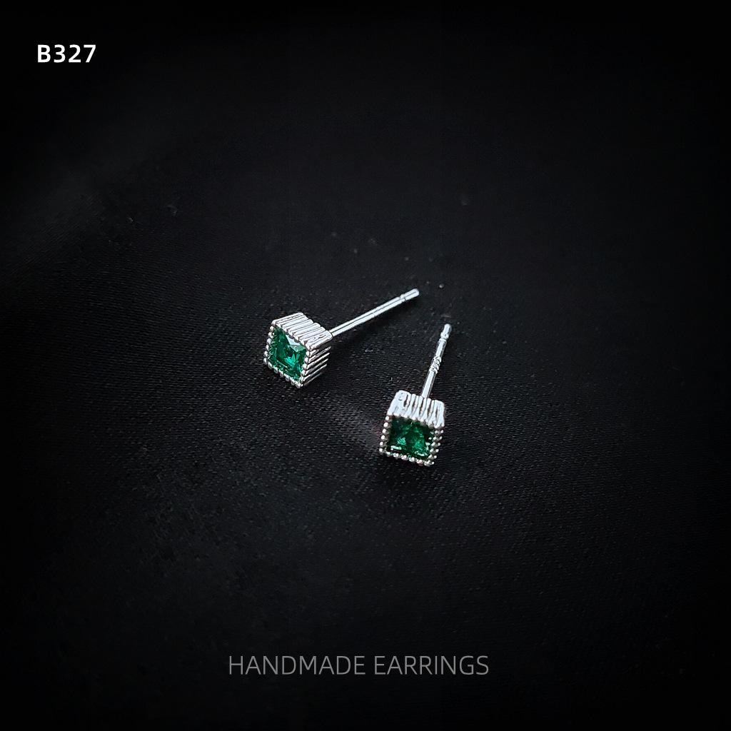 Hoa tai khuyên vuông đính đá phong cách hiện đại dễ thương âu mỹ-HTB9524