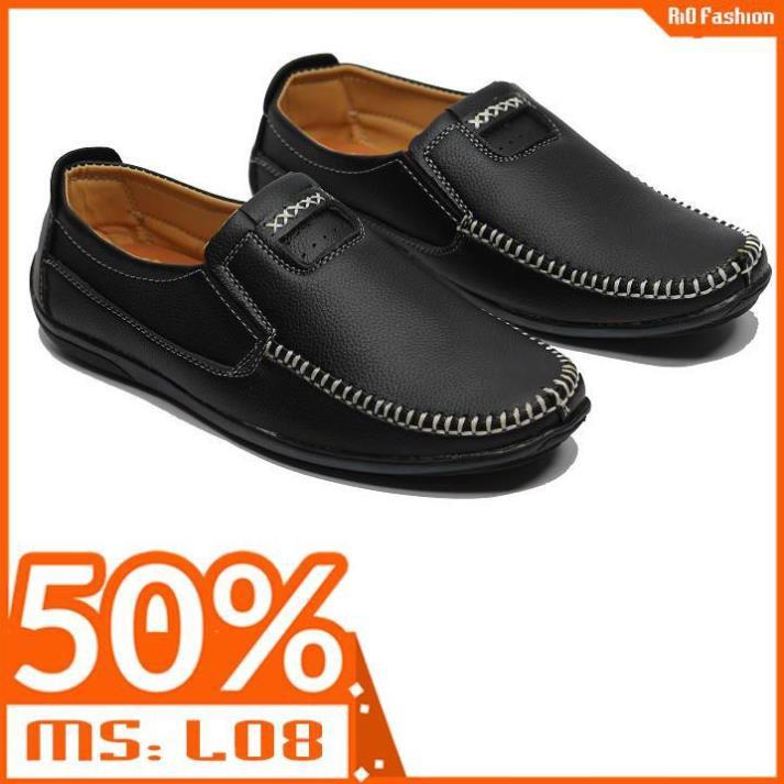 Giày lười da mềm nam đế cao su được khâu chắc chắn L08