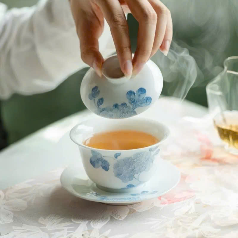 CHÉN KHẢI SỨ ĐẮP NỔI "THANH HOA MẪU ĐƠN" - HỌA TIẾT VẼ TAY - DUNG TÍCH 140ML