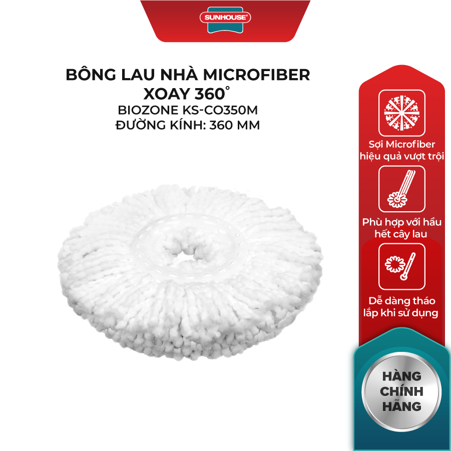 Bông Lau Nhà Microfiber Xoay 360 Độ Sunhouse KS-CO350M