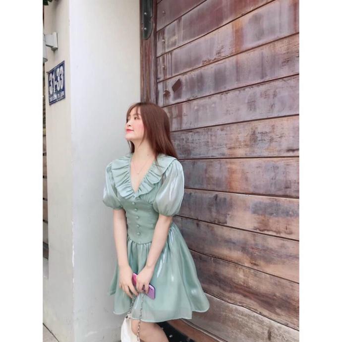 Đầm váy dạo phố xòe tay phồng nữ tính Rin Dress ivy.fashion đi biển dự tiệc dạo phố bigsize gợi cảm sexy