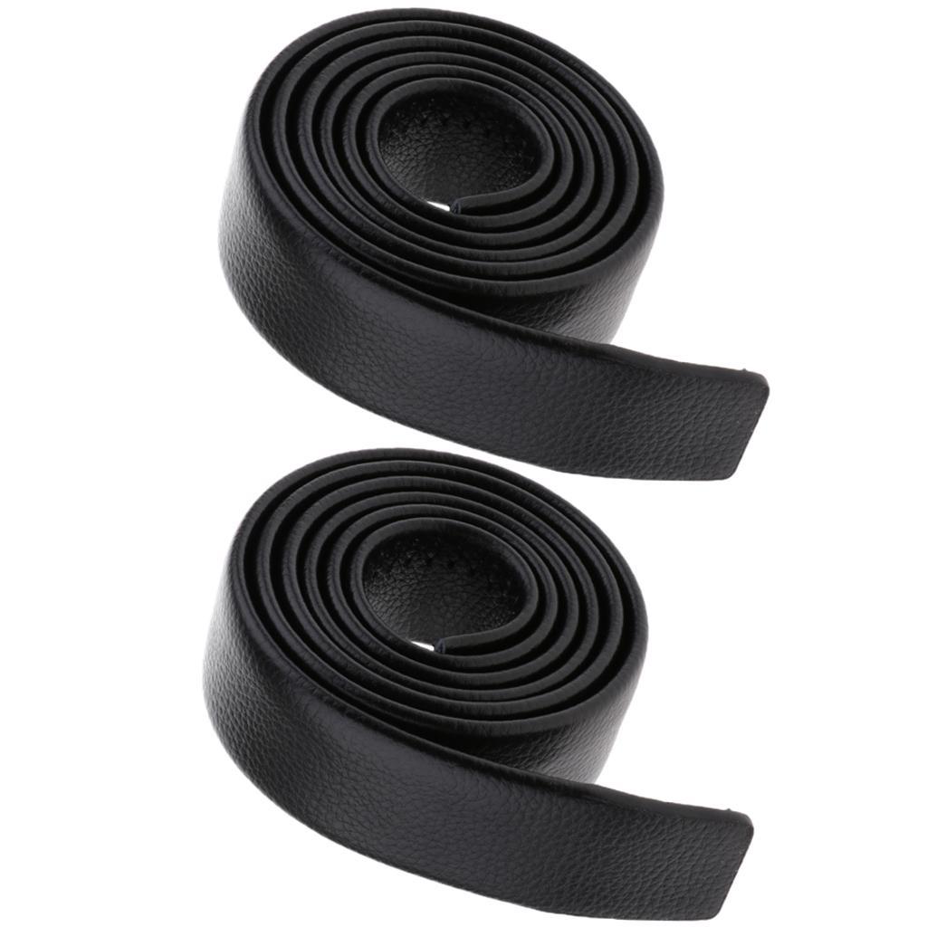 2x Fashion Waist Belt PU Leather Belt Adjustable Automatic Buckle Men Black