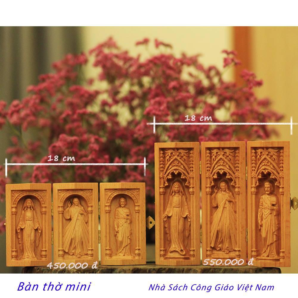 Bàn thờ Công Giáo Mini để bàn - Gỗ Beech nhập khẩu  - Quà tặng Công Giáo