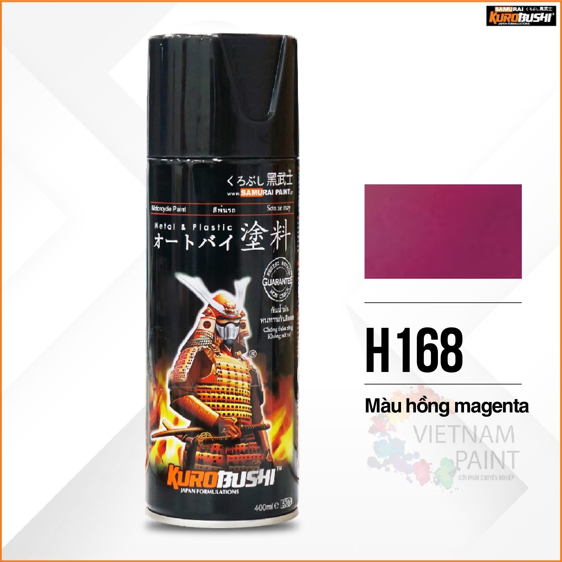 COMBO Sơn Samurai màu hồng magenta H168 gồm 5 chai đủ quy trình (Lót - Nền 124 – Màu 1701 - Màu H168- Bóng