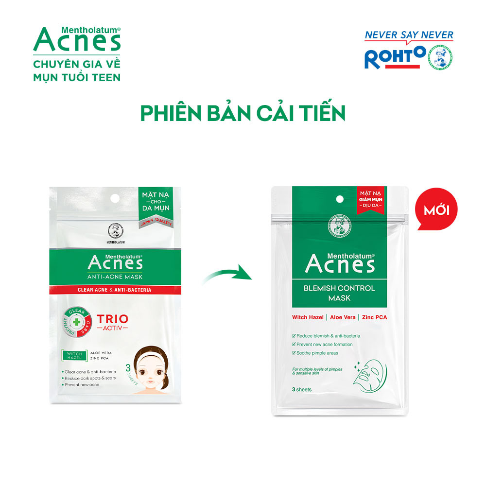 Mặt Nạ Chuyên Biệt Cho Da Mụn Acnes Anti-Acne Mask (3 Miếng)