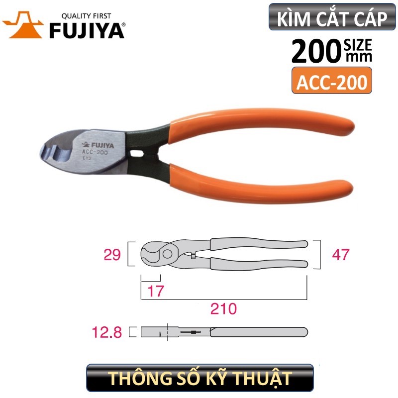 Kìm cắt cáp IV Fujiya ACC-200  8inch / 200mm công nghệ Nhật Bản