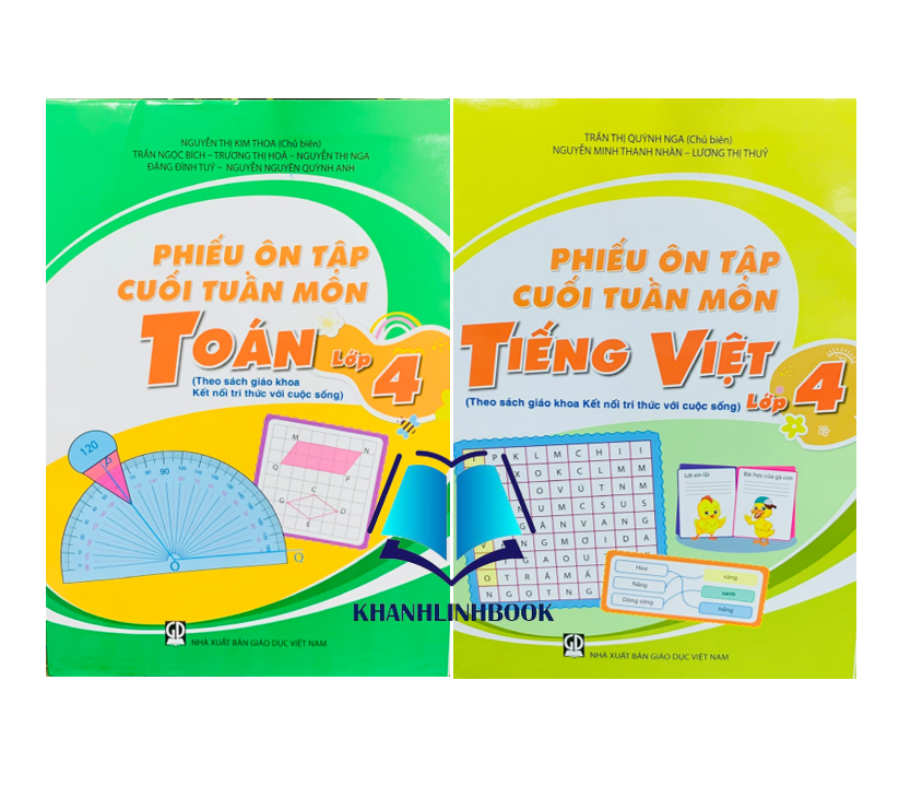 Sách - Combo phiếu ôn tập cuối tuần môn Toán + tiếng việt 4