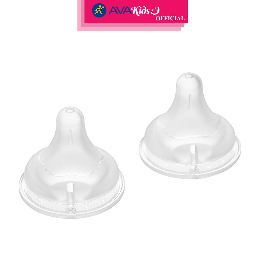 Bộ 2 núm ti Pigeon siêu mềm Plus WN3 cổ rộng size L (6 - 9 tháng) - Hàng Chính Hãng