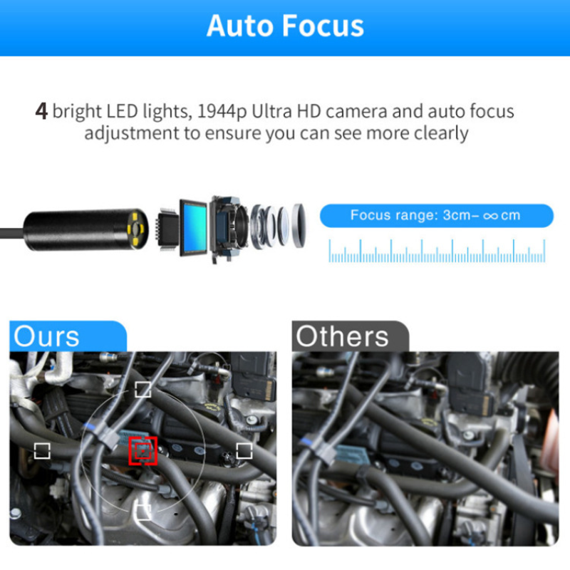 12Mm Tự Động Lấy Nét 5 Triệu Điểm Ảnh Độ Nét Cao MobilePhone Nội Soi Công Nghiệp Đường Ống Phát Hiện Câu Cá Dò Tìm Cá Borescope