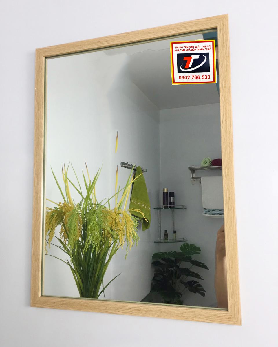 Gương soi treo tường khung màu gỗ, TT-012