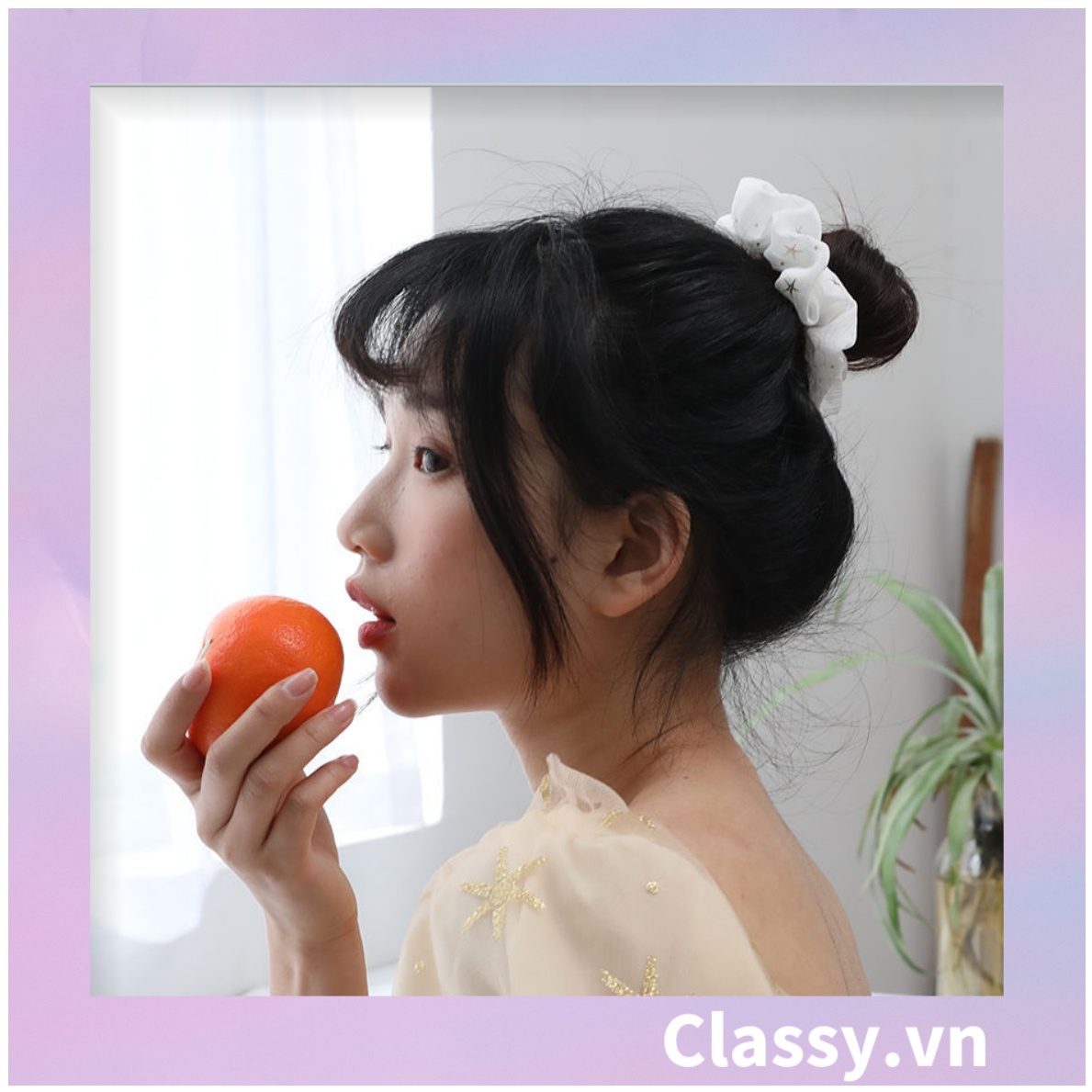 Scrunchies cột tóc, buộc tóc sợi lưới, họa tiết ánh sao, nhiều màu thanh lịch PK1023
