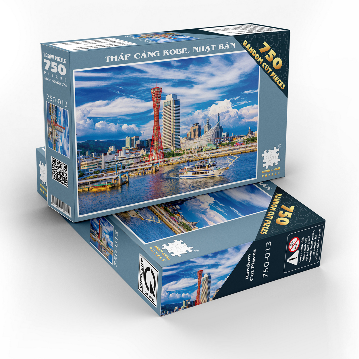 Tranh Xếp Hình Random Cut 750 Mảnh Minh Châu – Tháp Cảng Kobe, Nhật Bản