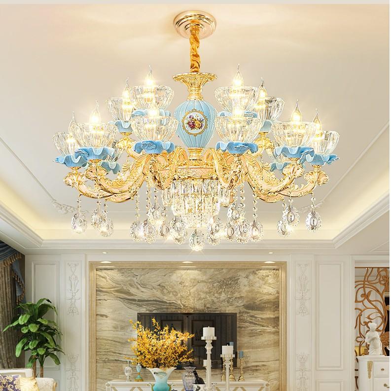 Đèn chùm pha lê trang trí nội thất sang trọng 15 tay - kèm bóng LED chuyên dụng