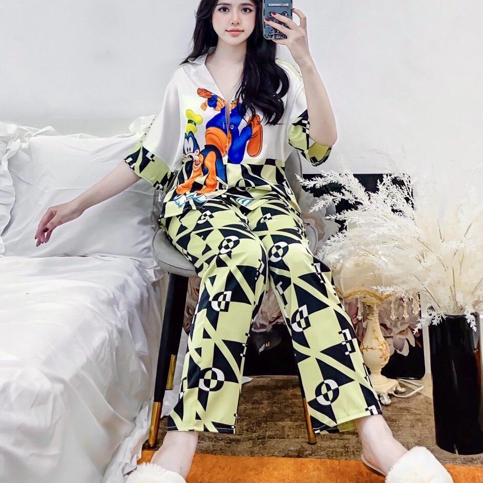 Đồ bộ Pijama chất vải lụa latin thiết kế cao cấp siêu SANG mềm mịn mát - Freesize dưới 65kg