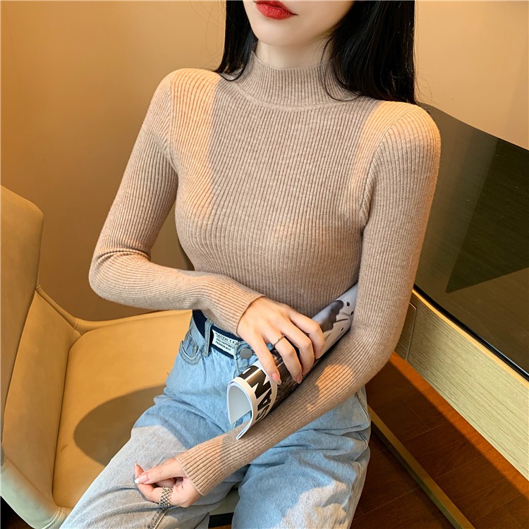 Áo len cổ 3 phân dài tay dáng ôm cho nữ