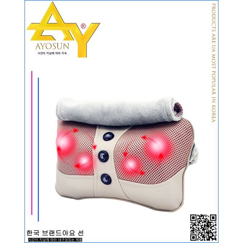 Gối Massage Cổ Vai Gáy Hồng Ngoại Đa Năng 20 Bi Cao Cấp, Bảo Hành 12 Tháng