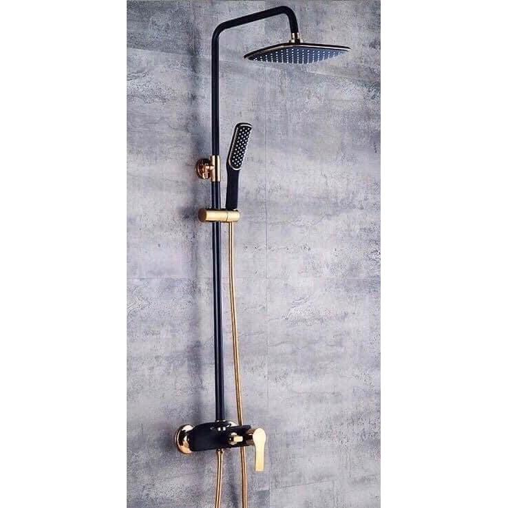 Bộ cây sen tắm nóng lạnh đồng thau sơn tĩnh điện màu đen bóng và trắng bóng đẹp long lanh