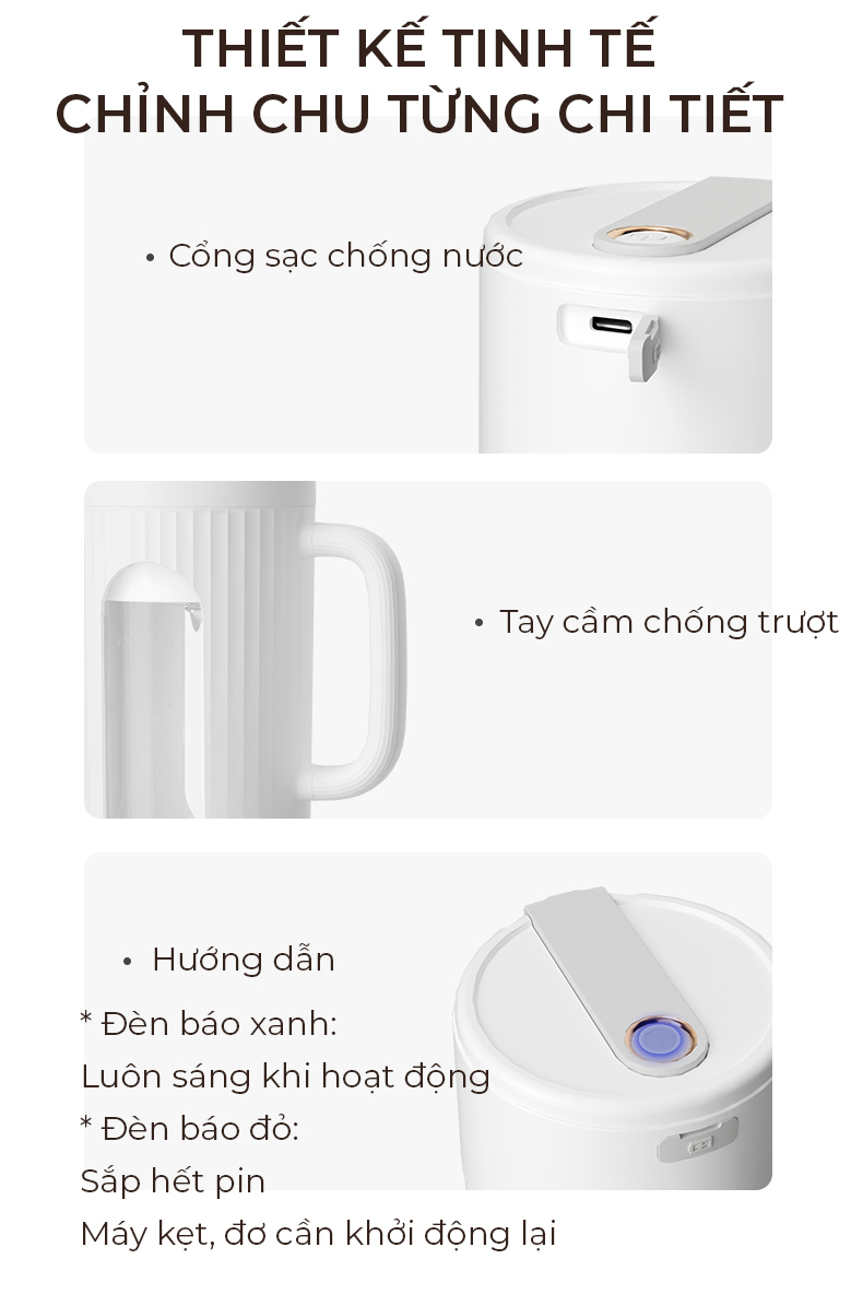 Máy xay sinh tố di động cầm tay thế hệ mới dung tích 400ml 10 lưỡi cắt thép không rỉ động cơ cực khỏe