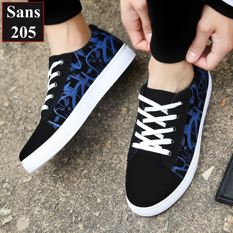 Giày thể thao nam sneaker Sans205 màu đen xanh đỏ