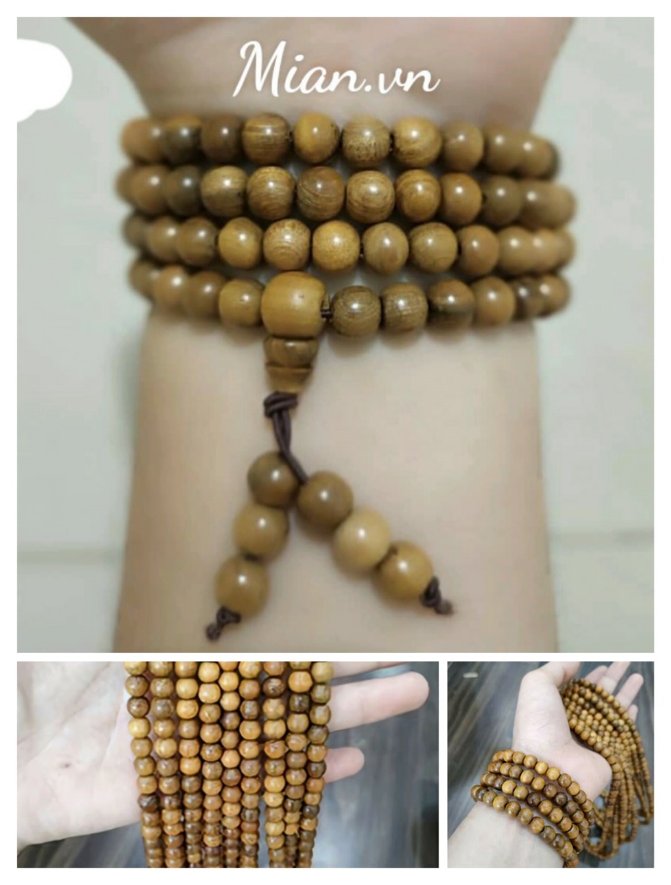 VÒNG PHONG THUỶ 108 HẠT GỖ BÁCH XANH - Mian .vn
