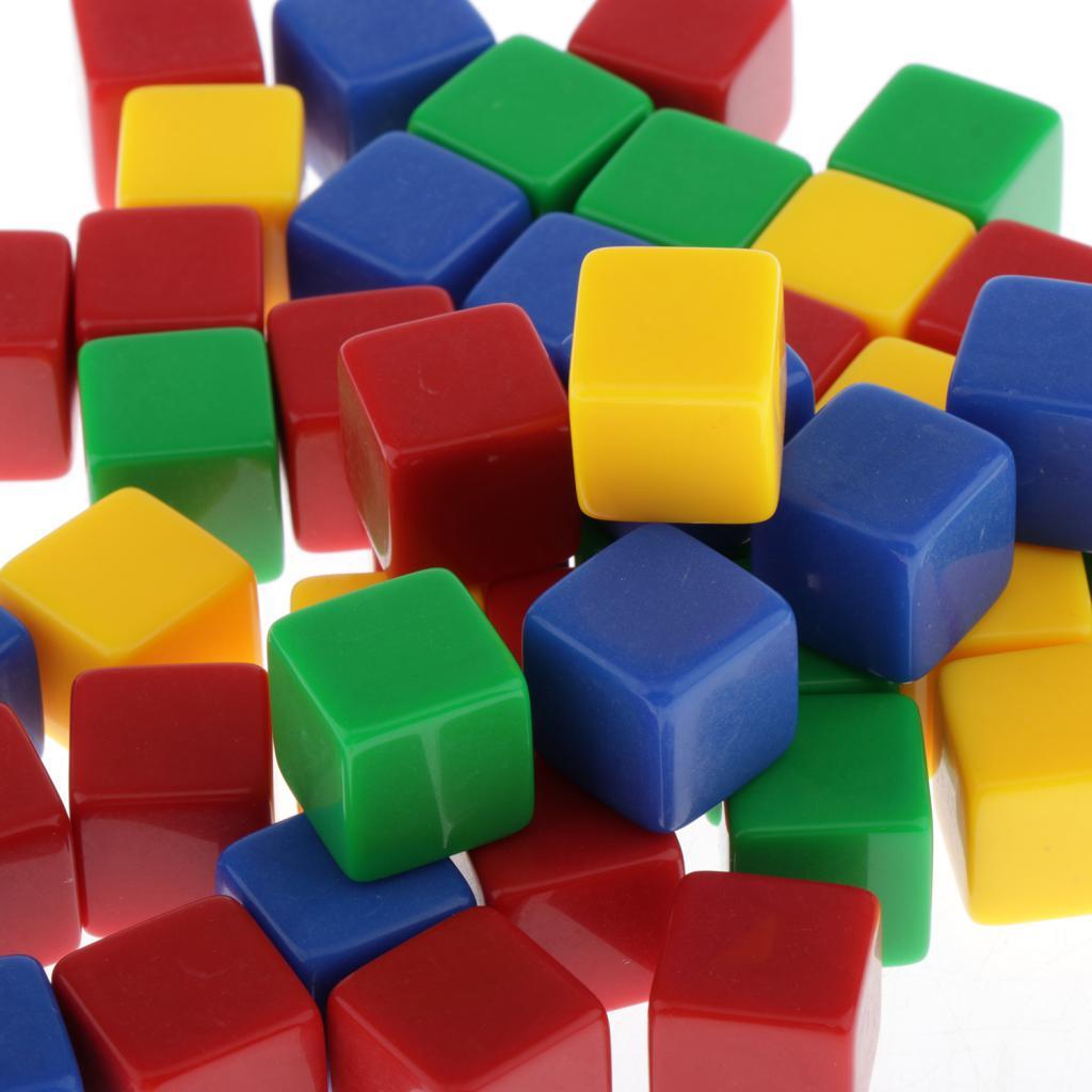 50x Cạnh Hình Vuông Trống Xúc Xắc D6 D & D Nhập Vai Đảng Chơi Game Chơi Xúc Xắc Nhiều Màu Sắc