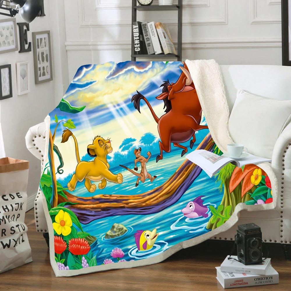 Disney Dễ Thương Simba Vua Sư Tử Bạn Bè Sang Trọng Chăn Cho Bé Của Trẻ Em Trẻ Em Tặng Ném 150X200Cm Sofa Giường vỏ Chăn Ga Gối