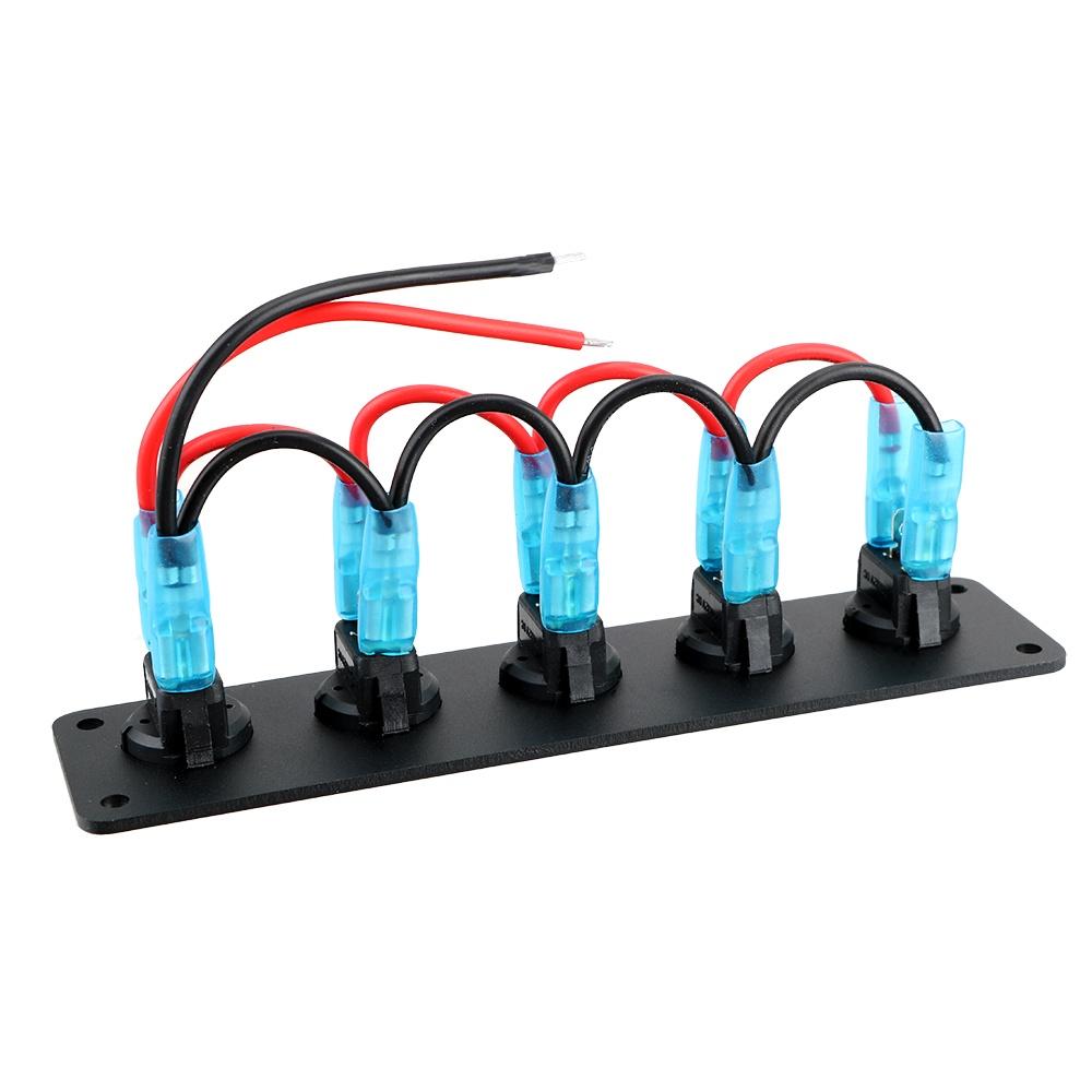 Bảng công tắc chuyển đổi đèn LED 12-24V 5 Gang hình tròn kết hợp chống nước cho tàu thuyền/xe hơi